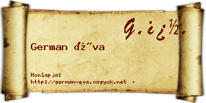 German Éva névjegykártya